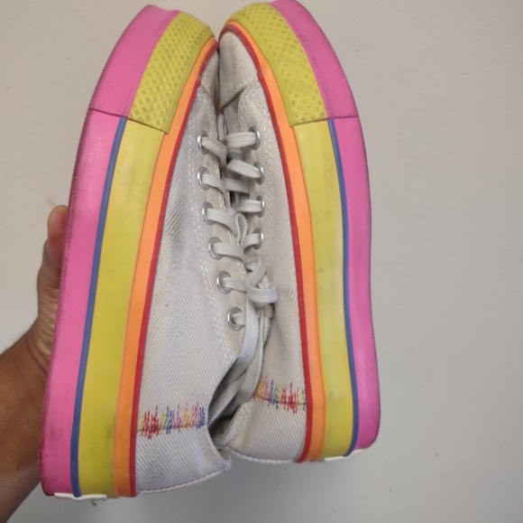 Converse Shoes - Converse White Chunky Stacked Rainbow Sneakers Size 5